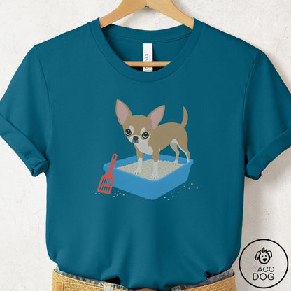 Chihuahua Litter Box T-Shirt Deep Teal Taco-Dog