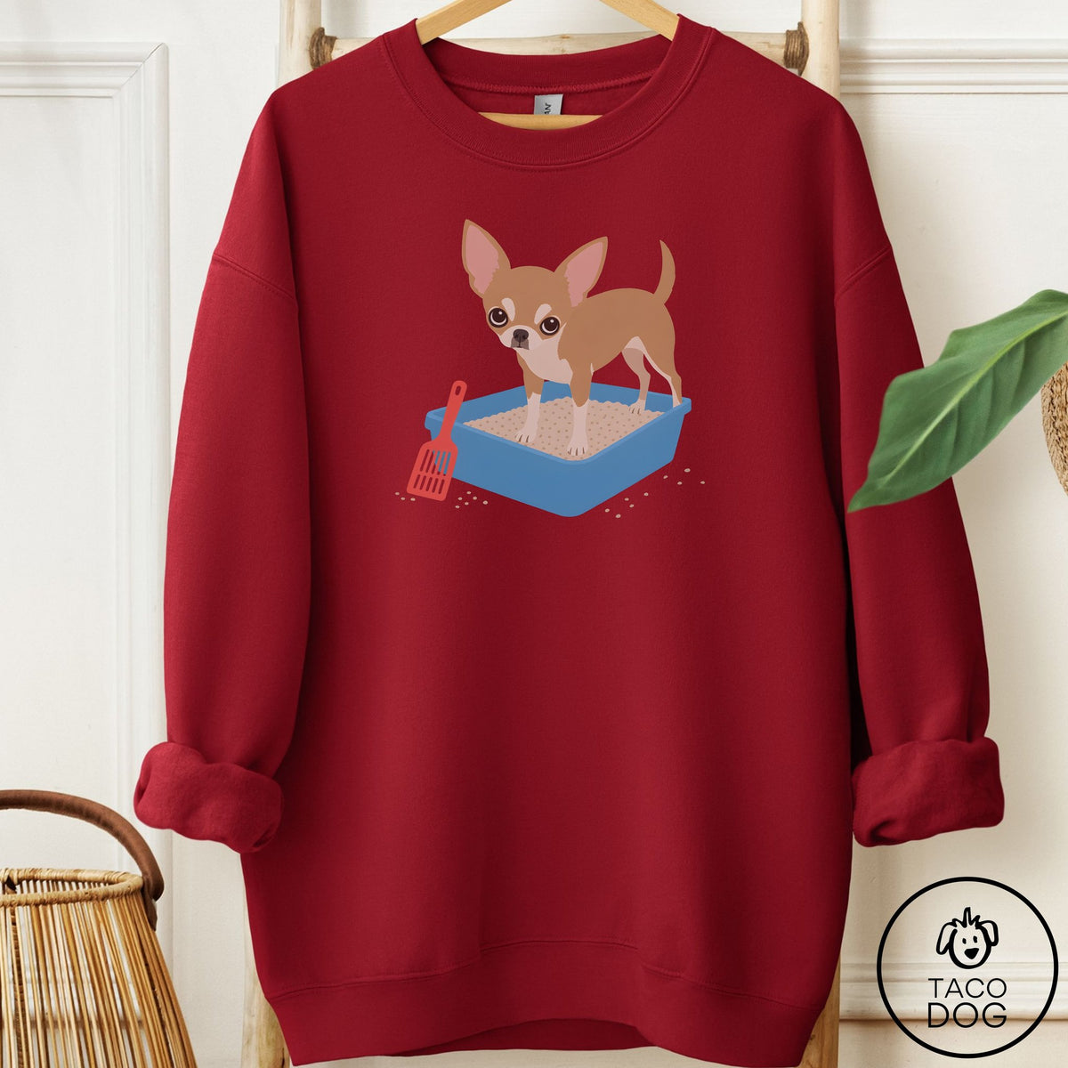 Chihuahua Litter Box Sweatshirt Garnet Taco-Dog