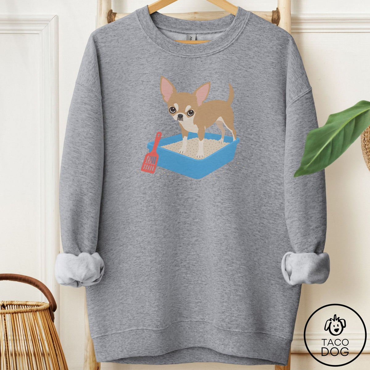 Chihuahua Litter Box Sweatshirt Graphite Heather Taco-Dog
