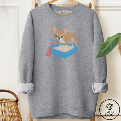 Chihuahua Litter Box Sweatshirt Graphite Heather Taco-Dog