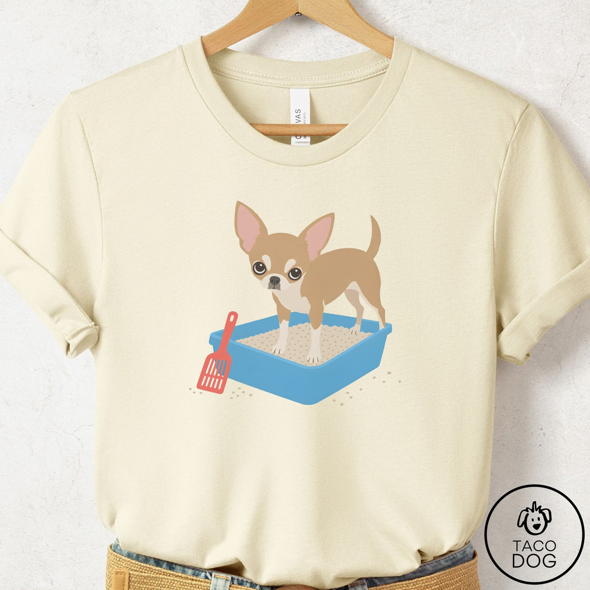 Chihuahua Litter Box T-Shirt Natural Taco-Dog