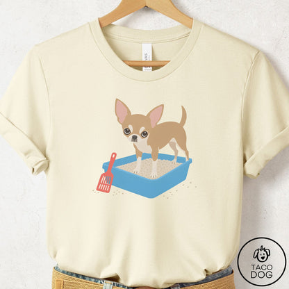 Chihuahua Litter Box T-Shirt Natural Taco-Dog
