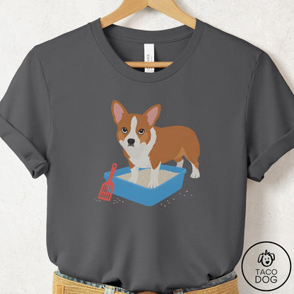 Corgi Litter Box T-Shirt Asphalt Taco-Dog