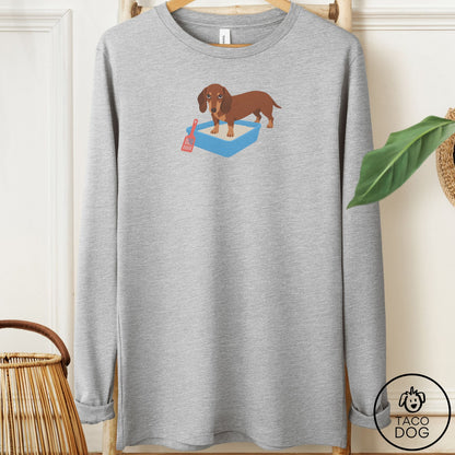 Dachshund Litter Box Long Sleeve Tee Athletic Heather Taco-Dog