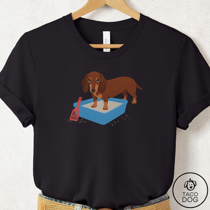 Dachshund Litter Box T-Shirt Black Taco-Dog