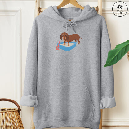 Dachshund Litter Box Hoodie Graphite Heather Taco-Dog