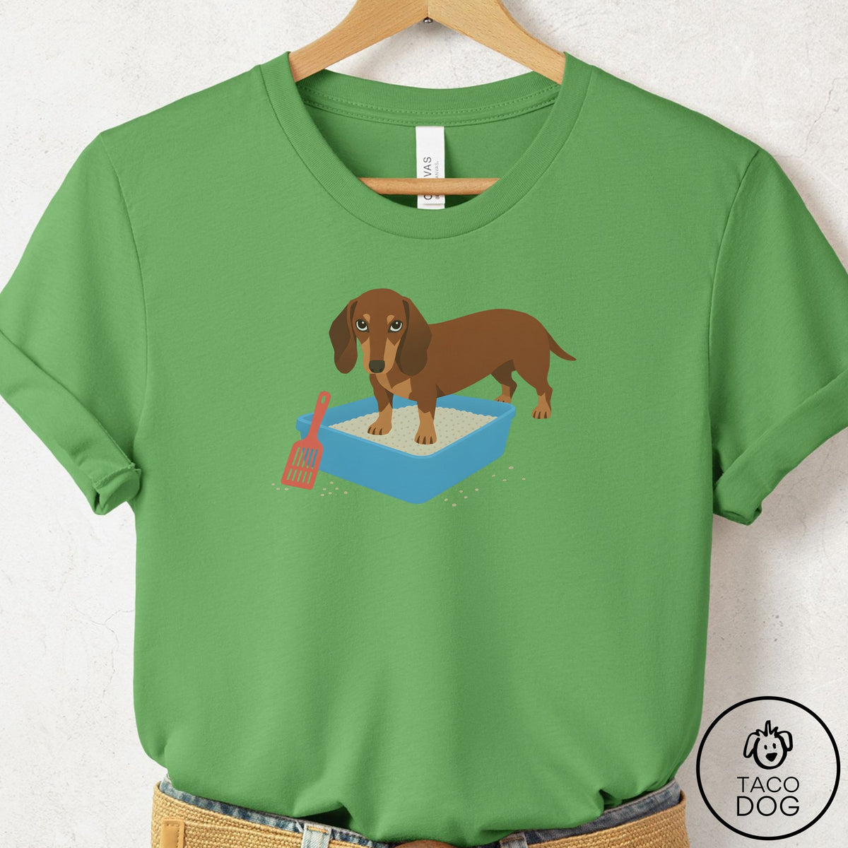 Dachshund Litter Box T-Shirt Leaf Taco-Dog