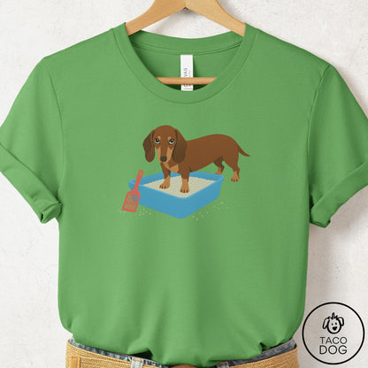 Dachshund Litter Box T-Shirt Leaf Taco-Dog