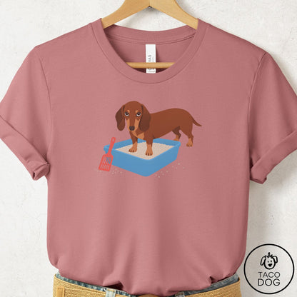 Dachshund Litter Box T-Shirt Mauve Taco-Dog