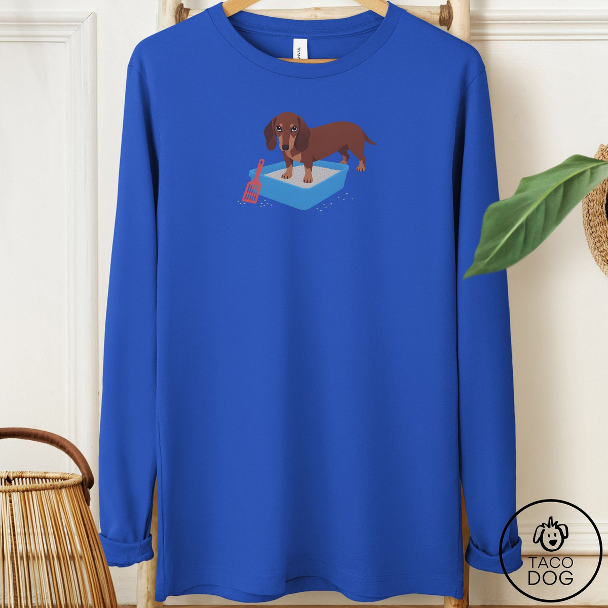 Dachshund Litter Box Long Sleeve Tee True Royal Taco-Dog