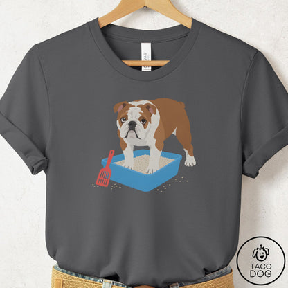 English Bulldog Litter Box T-Shirt Asphalt Taco-Dog