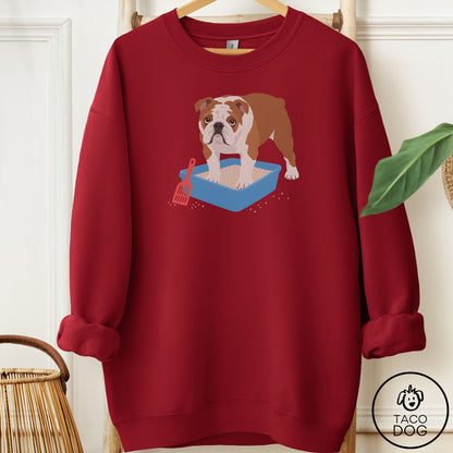 English Bulldog Litter Box Sweatshirt Garnet Taco-Dog
