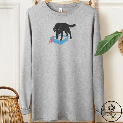 Flat-Coated Retriever Litter Box Long Sleeve Tee Athletic Heather Taco-Dog