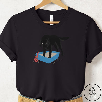 Flat-Coated Retriever Litter Box T-Shirt Black Taco-Dog