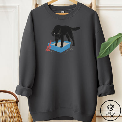Flat-Coated Retriever Litter Box Sweatshirt Charcoal Taco-Dog