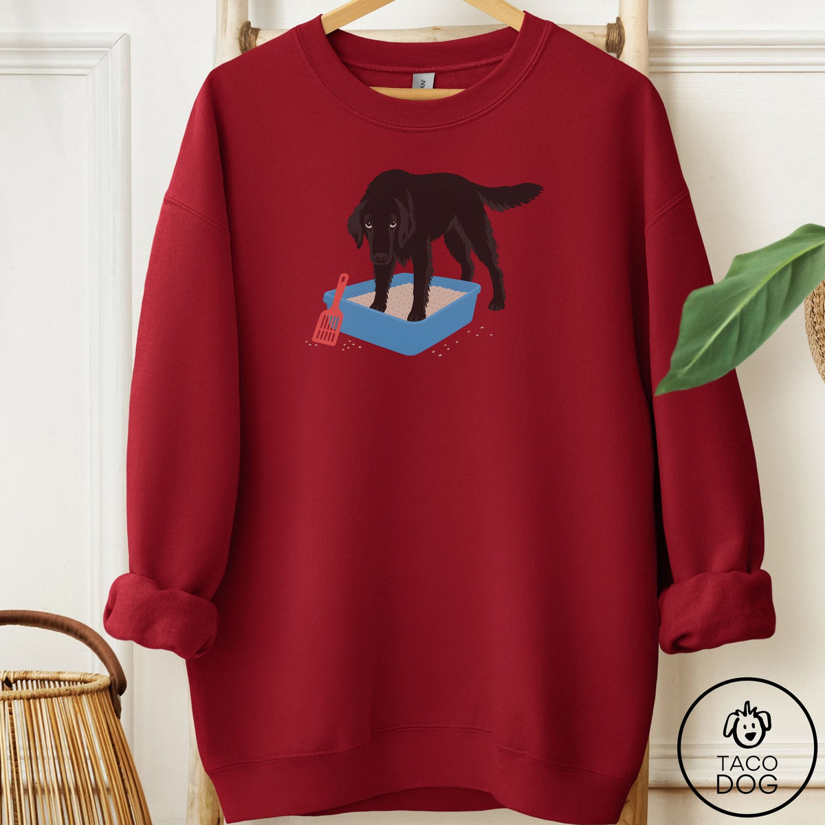 Flat-Coated Retriever Litter Box Sweatshirt Garnet Taco-Dog