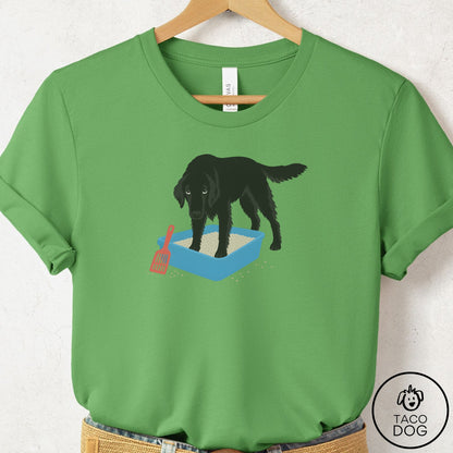 Flat-Coated Retriever Litter Box T-Shirt Leaf Taco-Dog