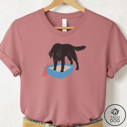 Flat-Coated Retriever Litter Box T-Shirt Mauve Taco-Dog