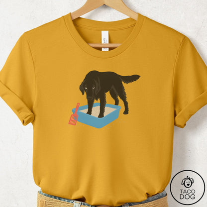 Flat-Coated Retriever Litter Box T-Shirt Mustard Taco-Dog
