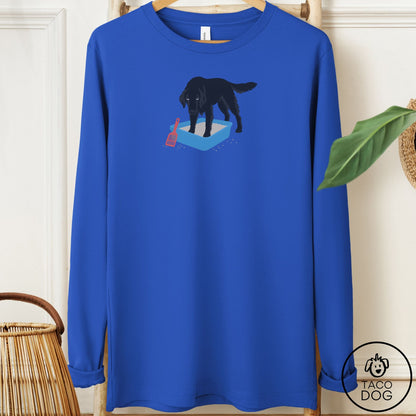 Flat-Coated Retriever Litter Box Long Sleeve Tee True Royal Taco-Dog