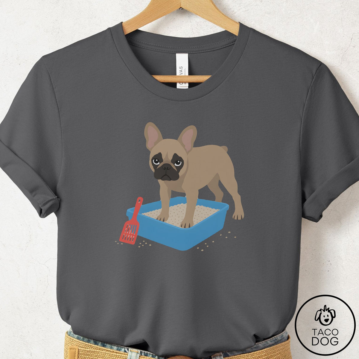 French Bulldog Frenchie Litter Box T-Shirt Asphalt Taco-Dog