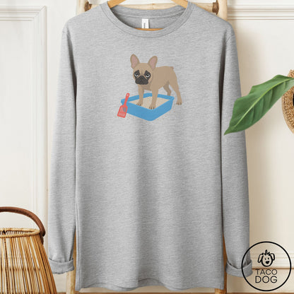 French Bulldog Frenchie Litter Box Long Sleeve Tee Athletic Heather Taco-Dog