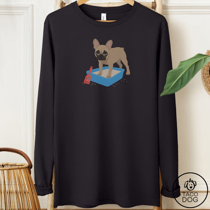 French Bulldog Frenchie Litter Box Long Sleeve Tee Black Taco-Dog