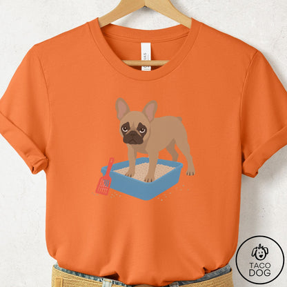 French Bulldog Frenchie Litter Box T-Shirt Burnt Orange Taco-Dog