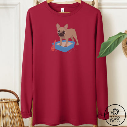 French Bulldog Frenchie Litter Box Long Sleeve Tee Cardinal Taco-Dog