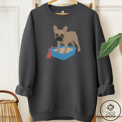 French Bulldog Frenchie Litter Box Sweatshirt Charcoal Taco-Dog