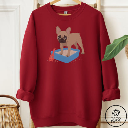 French Bulldog Frenchie Litter Box Sweatshirt Garnet Taco-Dog