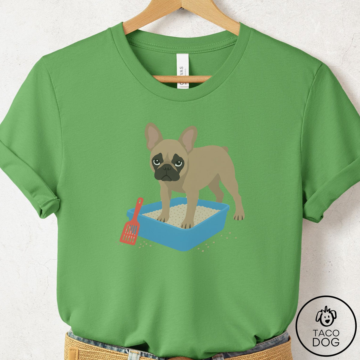 French Bulldog Frenchie Litter Box T-Shirt Leaf Taco-Dog