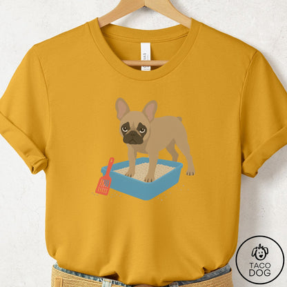 French Bulldog Frenchie Litter Box T-Shirt Mustard Taco-Dog