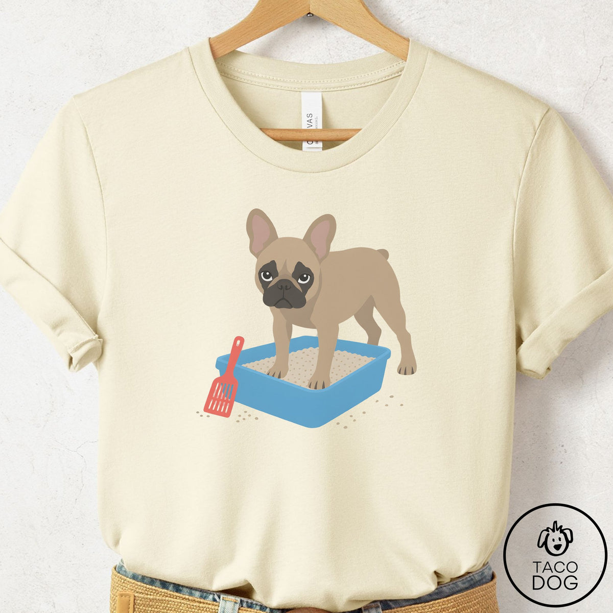 French Bulldog Frenchie Litter Box T-Shirt Natural Taco-Dog
