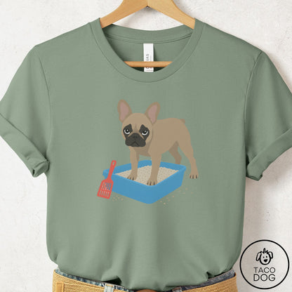 French Bulldog Frenchie Litter Box T-Shirt Sage Taco-Dog