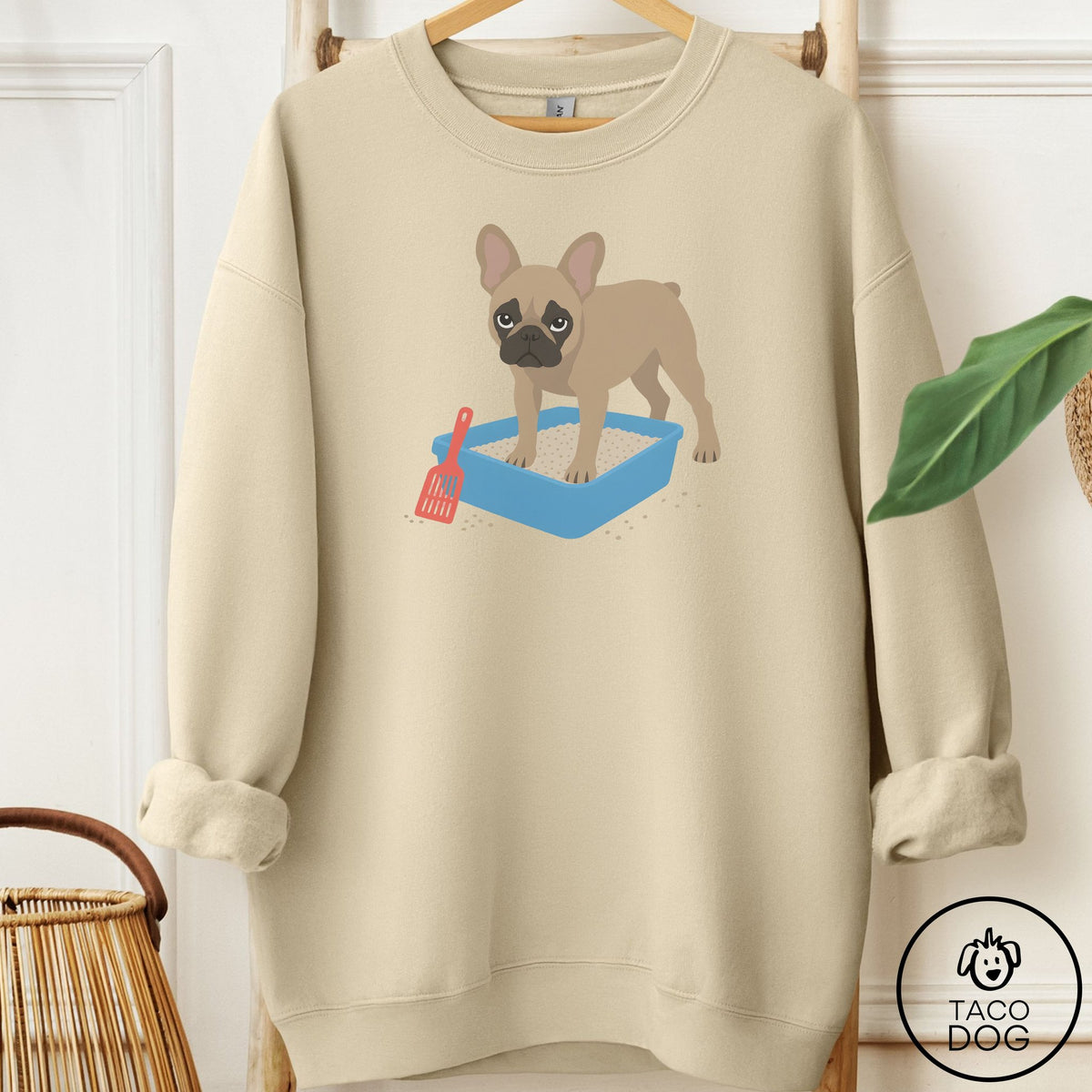 French Bulldog Frenchie Litter Box Sweatshirt Sand Taco-Dog