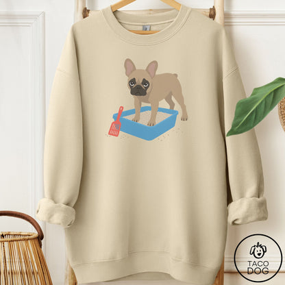 French Bulldog Frenchie Litter Box Sweatshirt Sand Taco-Dog