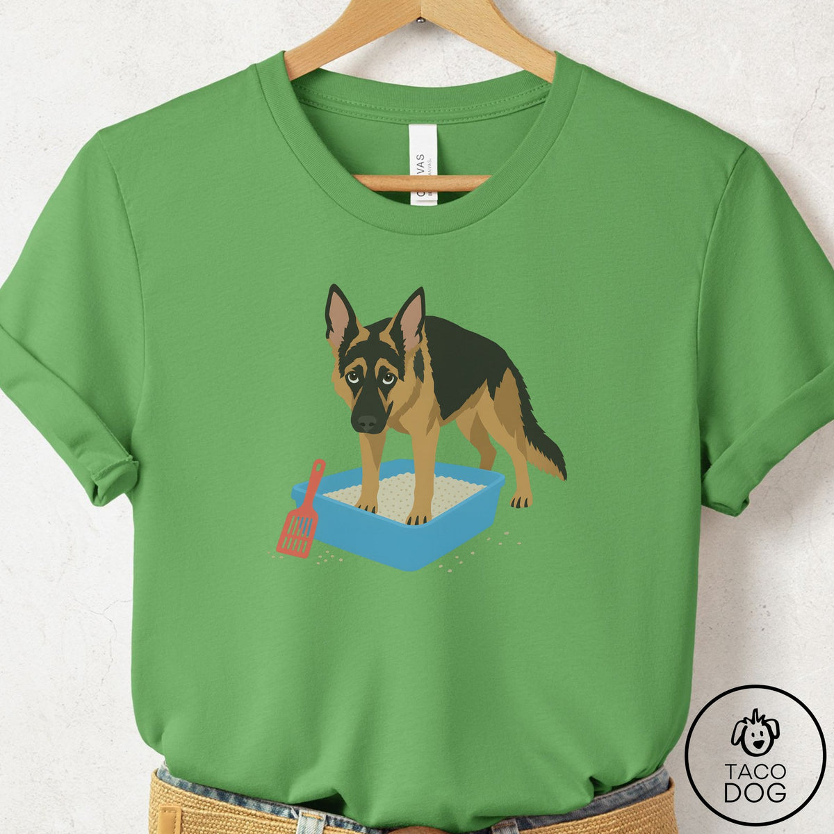 German Shepherd Litter Box T-Shirt Leaf Taco-Dog