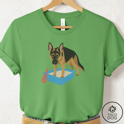 German Shepherd Litter Box T-Shirt Leaf Taco-Dog