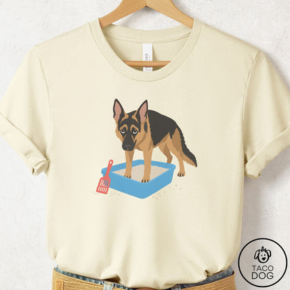 German Shepherd Litter Box T-Shirt Natural Taco-Dog