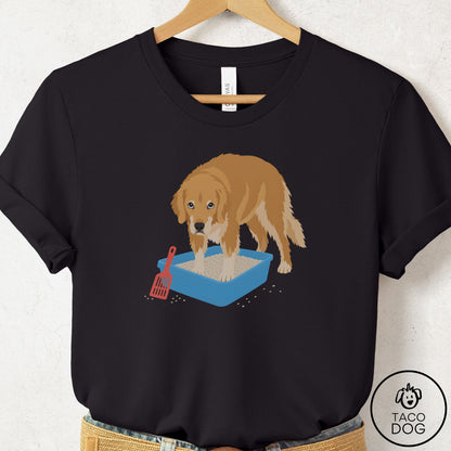 Golden Retriever Litter Box T-Shirt Black Taco-Dog