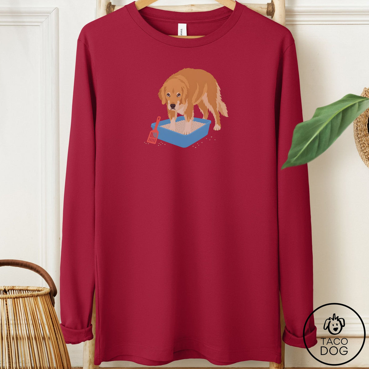 Golden Retriever Litter Box Long Sleeve Tee Cardinal Taco-Dog
