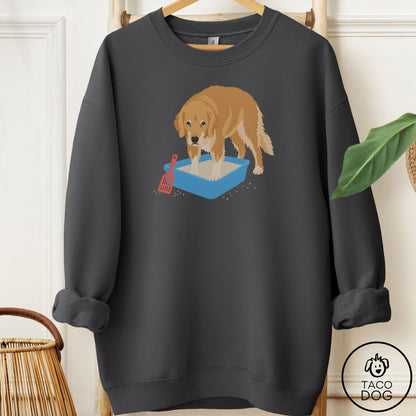 Golden Retriever Litter Box Sweatshirt Charcoal Taco-Dog