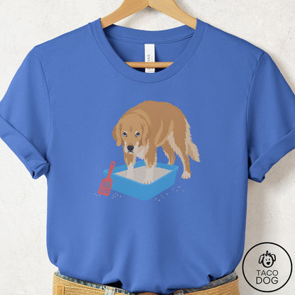 Golden Retriever Litter Box T-Shirt Columbia Blue Taco-Dog