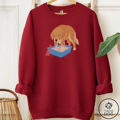 Golden Retriever Litter Box Sweatshirt Garnet Taco-Dog
