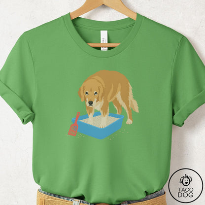 Golden Retriever Litter Box T-Shirt Leaf Taco-Dog
