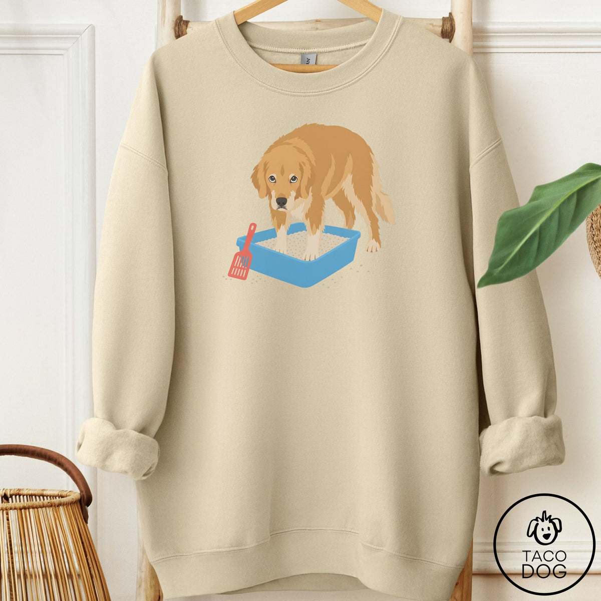 Golden Retriever Litter Box Sweatshirt Sand Taco-Dog