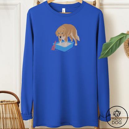 Golden Retriever Litter Box Long Sleeve Tee True Royal Taco-Dog