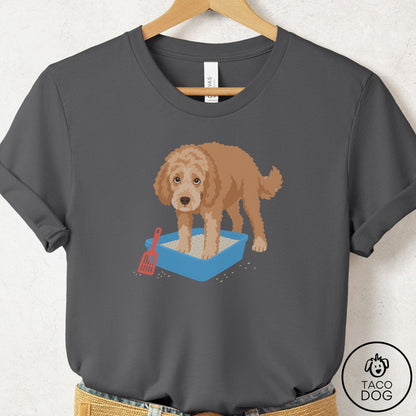 Doodle Litter Box T-Shirt Asphalt Taco-Dog