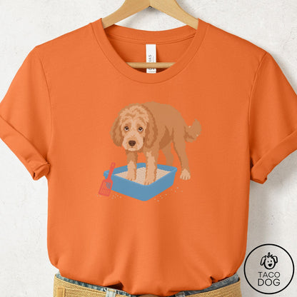Doodle Litter Box T-Shirt Burnt Orange Taco-Dog
